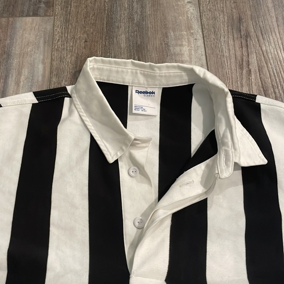 Reebok Mens Black Vertical Stripe Long Sleeve Polo - Picture 4 of 8